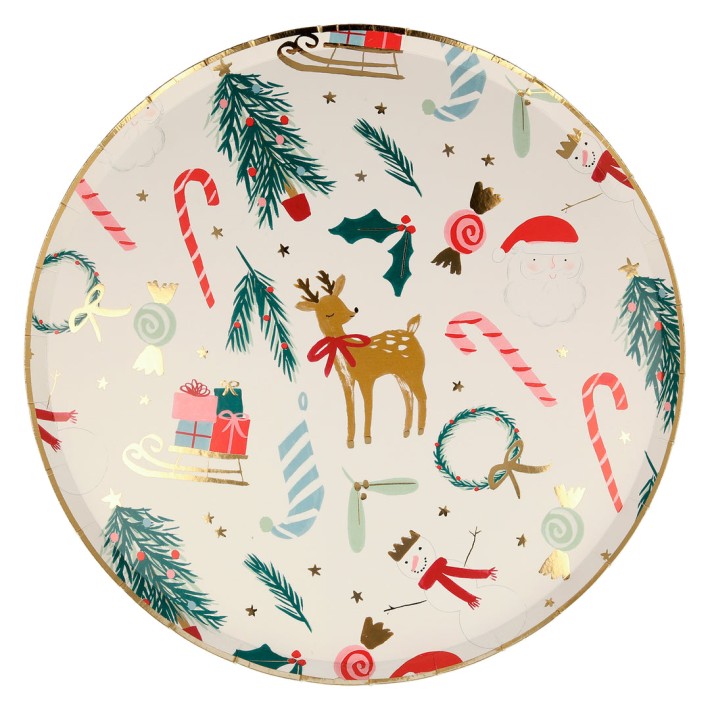 meri meri festive motif dinner plates