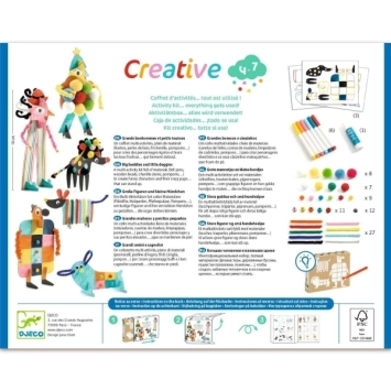 djeco creative box-activity kit - 6 big buddies and little doggies