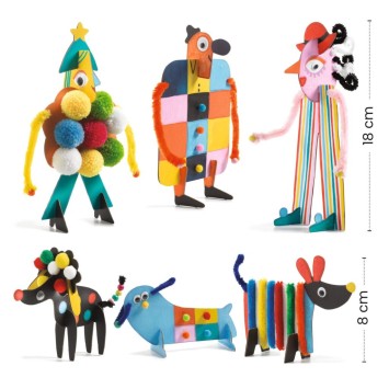 djeco creative box-activity kit - 6 big buddies and little doggies