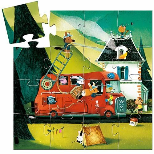 djeco silhouette puzzel - brandweerwagen (16 st)