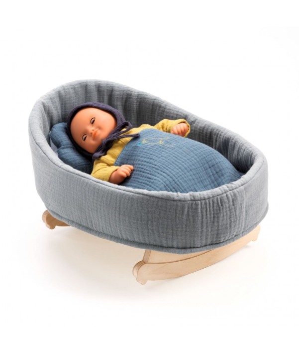 djeco babywiegje voor poppen - blauw