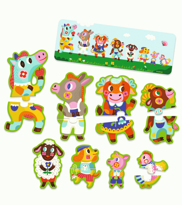 djeco puzzle duo - big and small on the farm