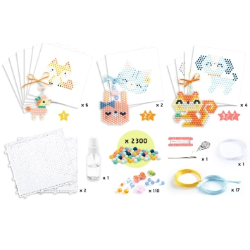 djeco craft set water beads - furry friends