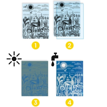 djeco craft set cyanotype paper  - nighttime in the savannah