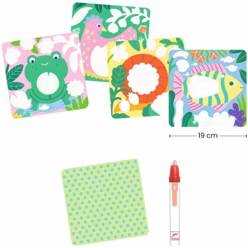 djeco magisch kleuren met water - babydieren in de tuin