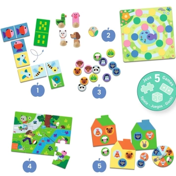 djeco spelletjesdoos (5 spelletjes) - on the farm