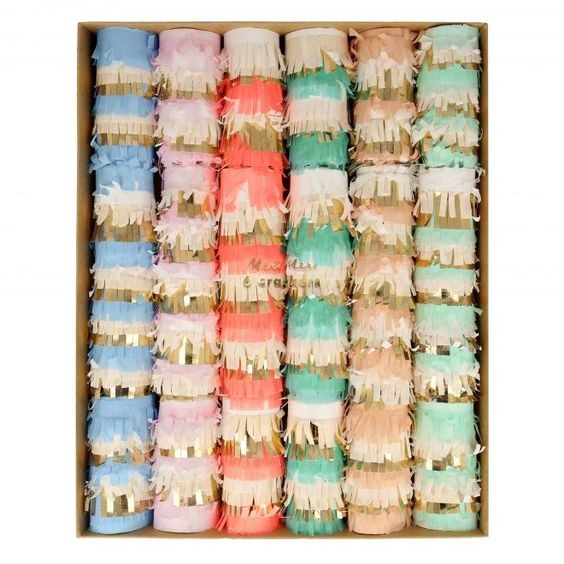 meri meri pastel fringe crackers (6 st)