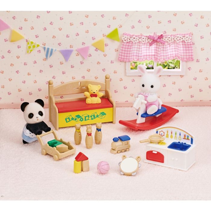 sylvanian families baby's toy box - snow rabbit & panda babies