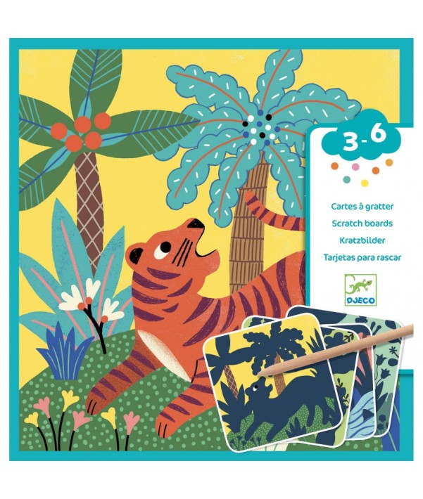 djeco kraskaarten - jungle dieren