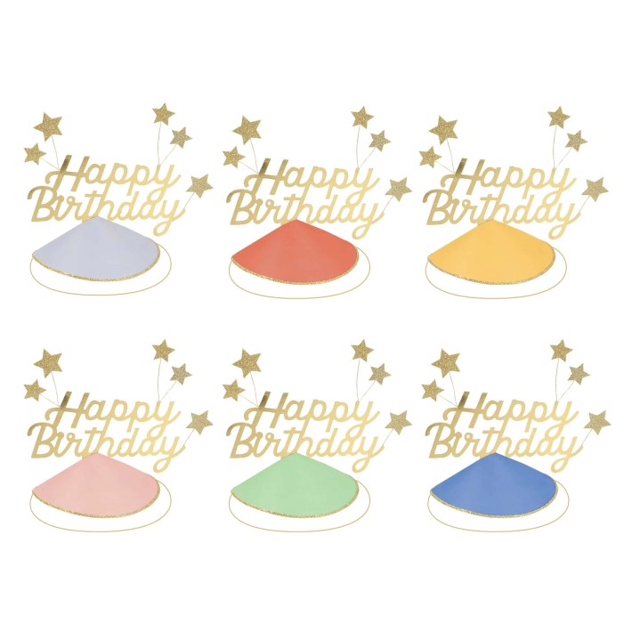 meri meri happy birthday & foil star party hats