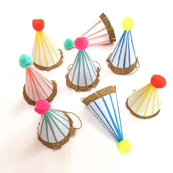 meri meri stripe pompom mini hats
