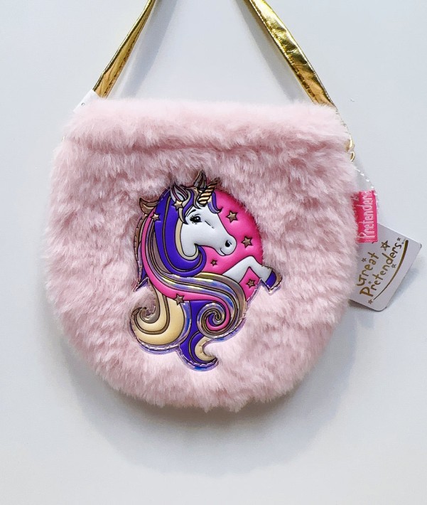 fluffy unicorn purse - pink