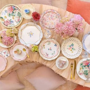 meri meri pink chintz side plates