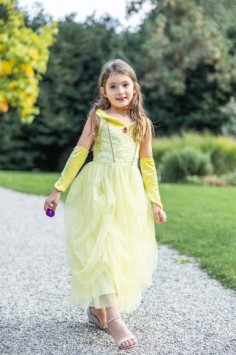 velvety soft yellow princess gown with arm warmers (5-6 jr)