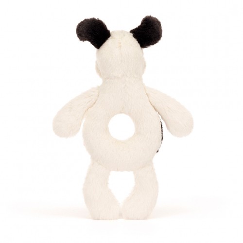 jellycat ring rattle puppy bashful black & cream