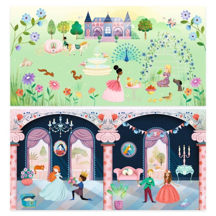 djeco stickerverhaal - het leven in een kasteel