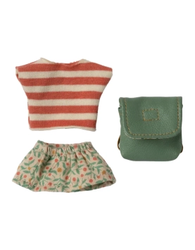 maileg clothes and bag, big sister mouse - green | Kinderfeestwinkel | Speelgoedwinkel | Feestwinkel | Kinderwinkel | Amsterd