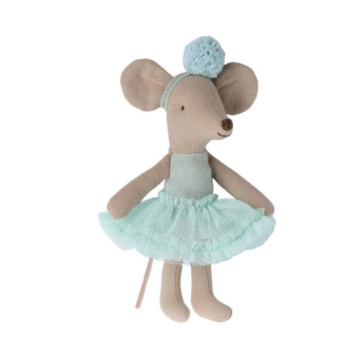maileg ballerina mouse, little sister - light mint