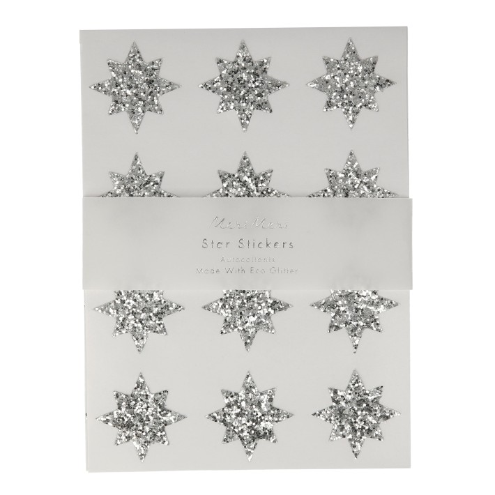 meri meri silver eco glitter star stickers