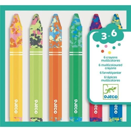 djeco 6 multicoloured flower crayons