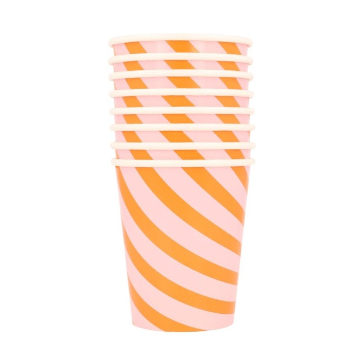 meri meri pink & orange stripy cups | Kinderfeestwinkel | Speelgoedwinkel | Feestwinkel | Kinderwinkel | Amsterdam