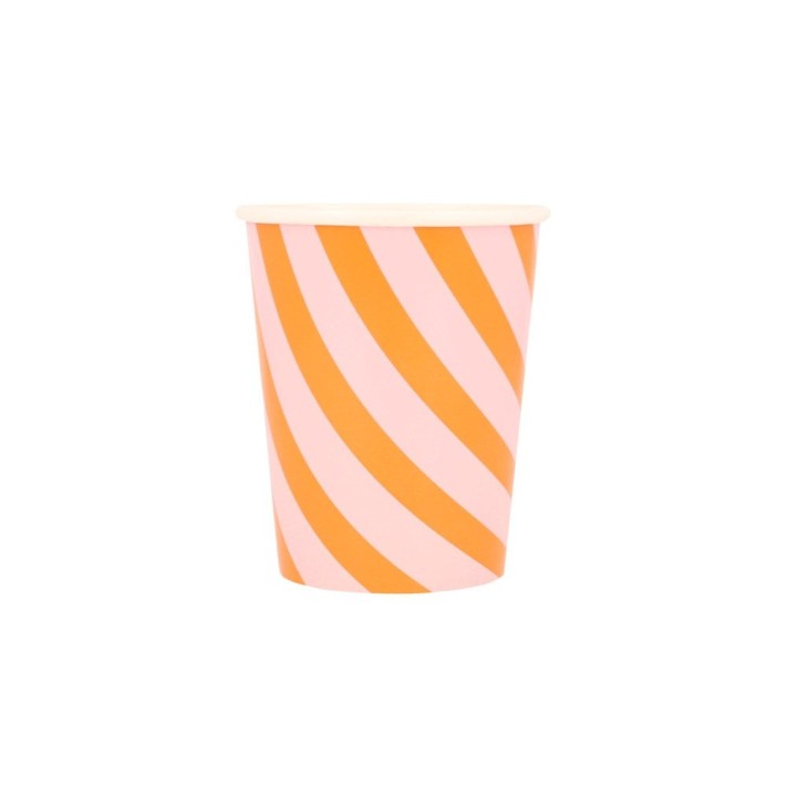 meri meri pink & orange stripy cups