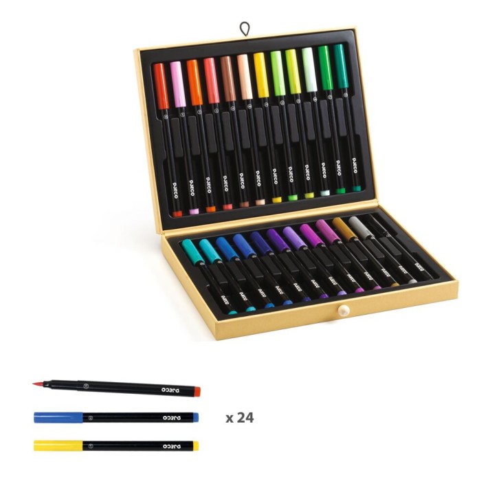 djeco felt tip brush pens (24 colours)