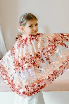 pink pailette cape (4-6 yrs)