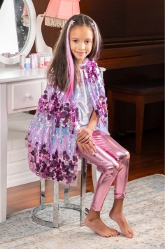purple pailette cape (4-6 jr)