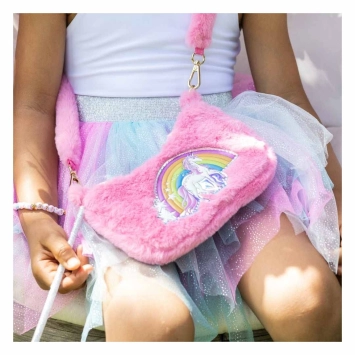 rainbow cuddle crossbody purse - pink