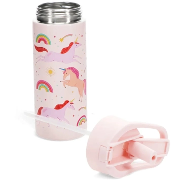 stainless steel water bottle with straw - unicorn