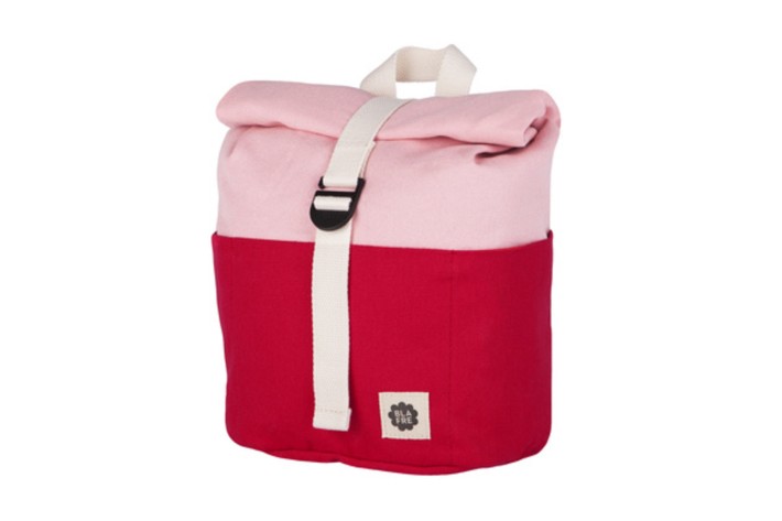 rugzak roll-top - rood en roze