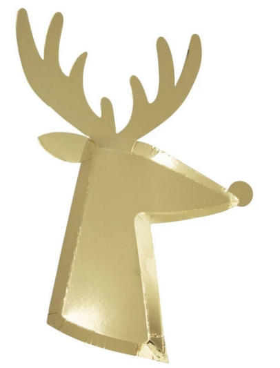 meri meri gold reindeer plates (8 st)