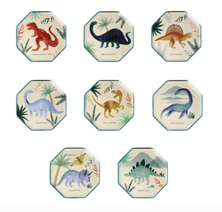 meri meri dinosaur kingdom side plates (8 st)