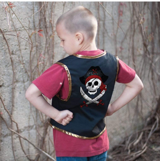 pirate vest & eye patch - black/red (4-7 jr)