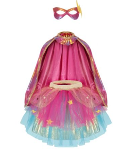 super-duper tutu, cape & mask - pink/gold (4-6 jr) | Kinderfeestwinkel | Speelgoedwinkel | Feestwinkel | Kinderwinkel | Amste