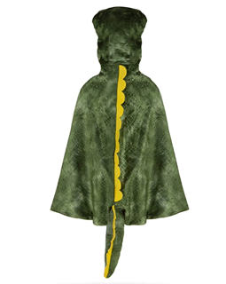 t-rex hooded cape - green (4-5 jr)