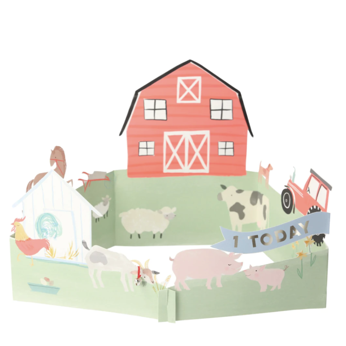 meri meri on the farm 3d card