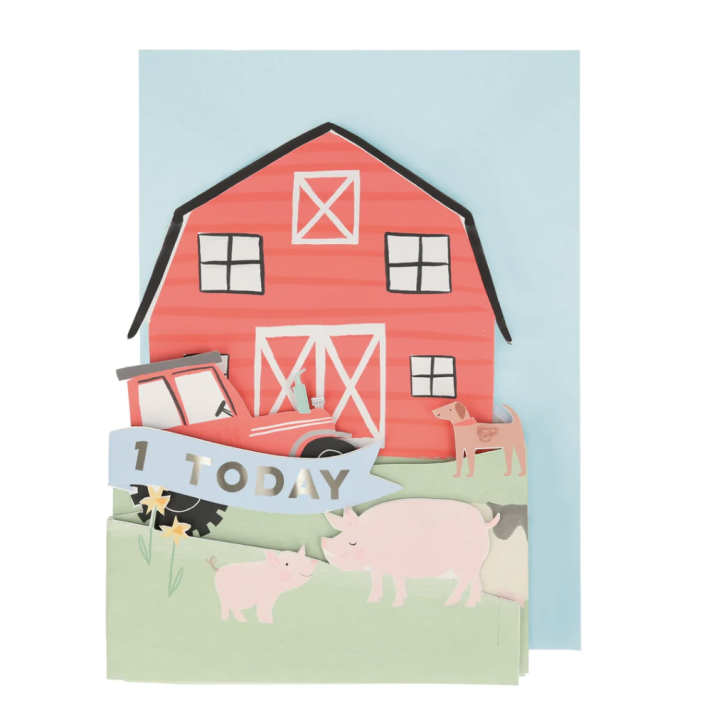 meri meri on the farm 3d card