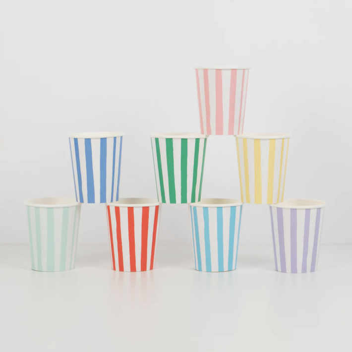 meri meri mixed stripe cups