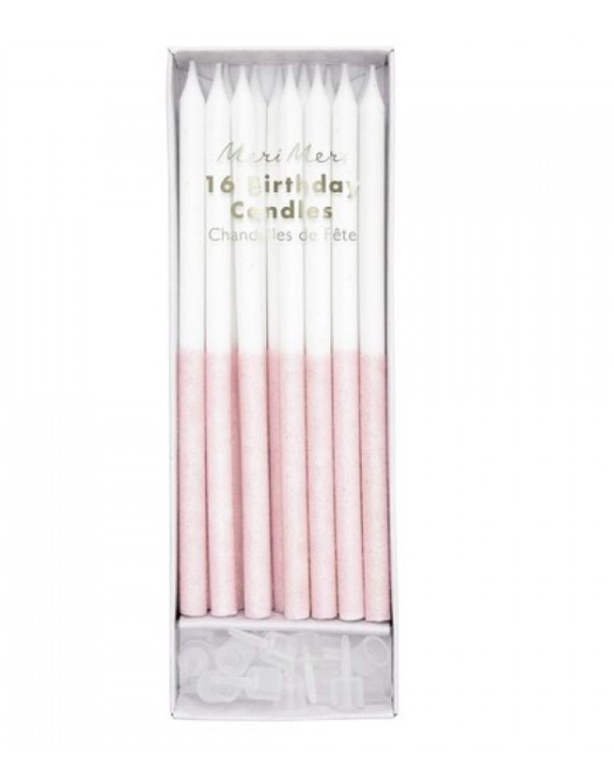 meri meri pink glitter dipped candles