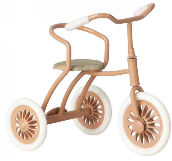 maileg tricycle, mouse  - coral