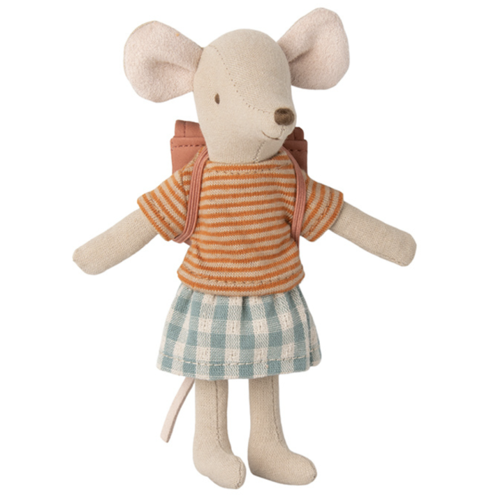 maileg clothes & bag, big sister mouse - old rose