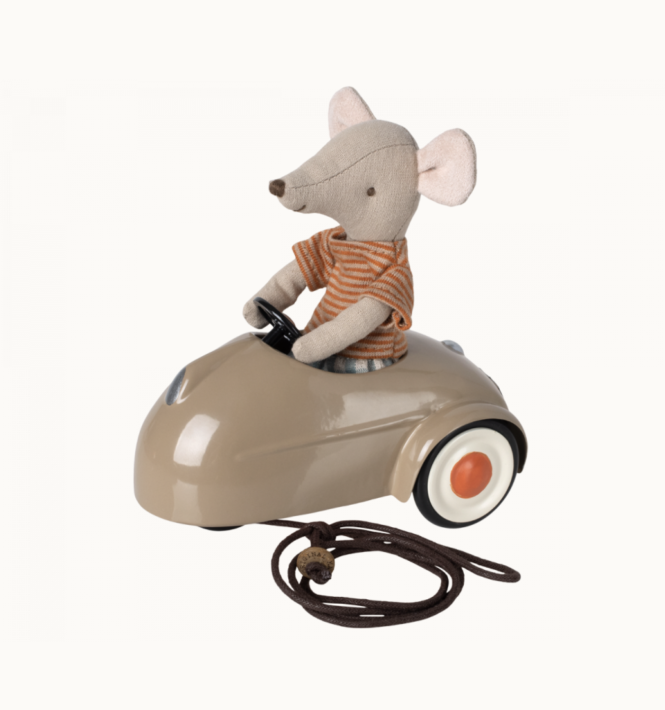 maileg car, mouse - brown
