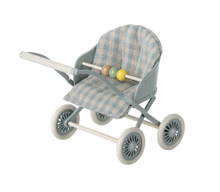 maileg stroller, baby mice - lichtgroen