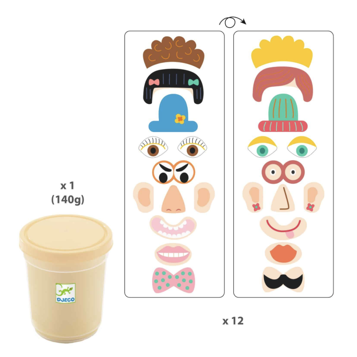 djeco tubs of playdough - faces