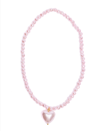 pink pearl heart necklace