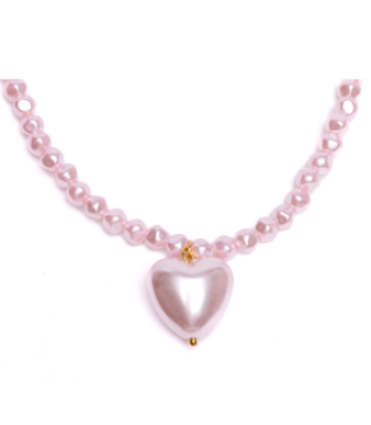 pink pearl heart necklace