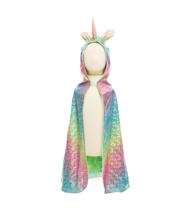 rainbow reversible unicorn dragon cape (5-6 jr)