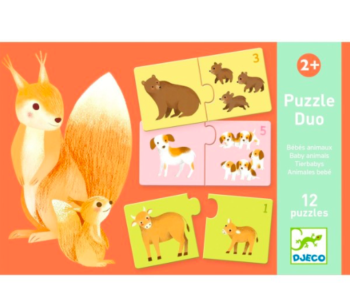 djeco puzzel duo - babydieren (12 st)